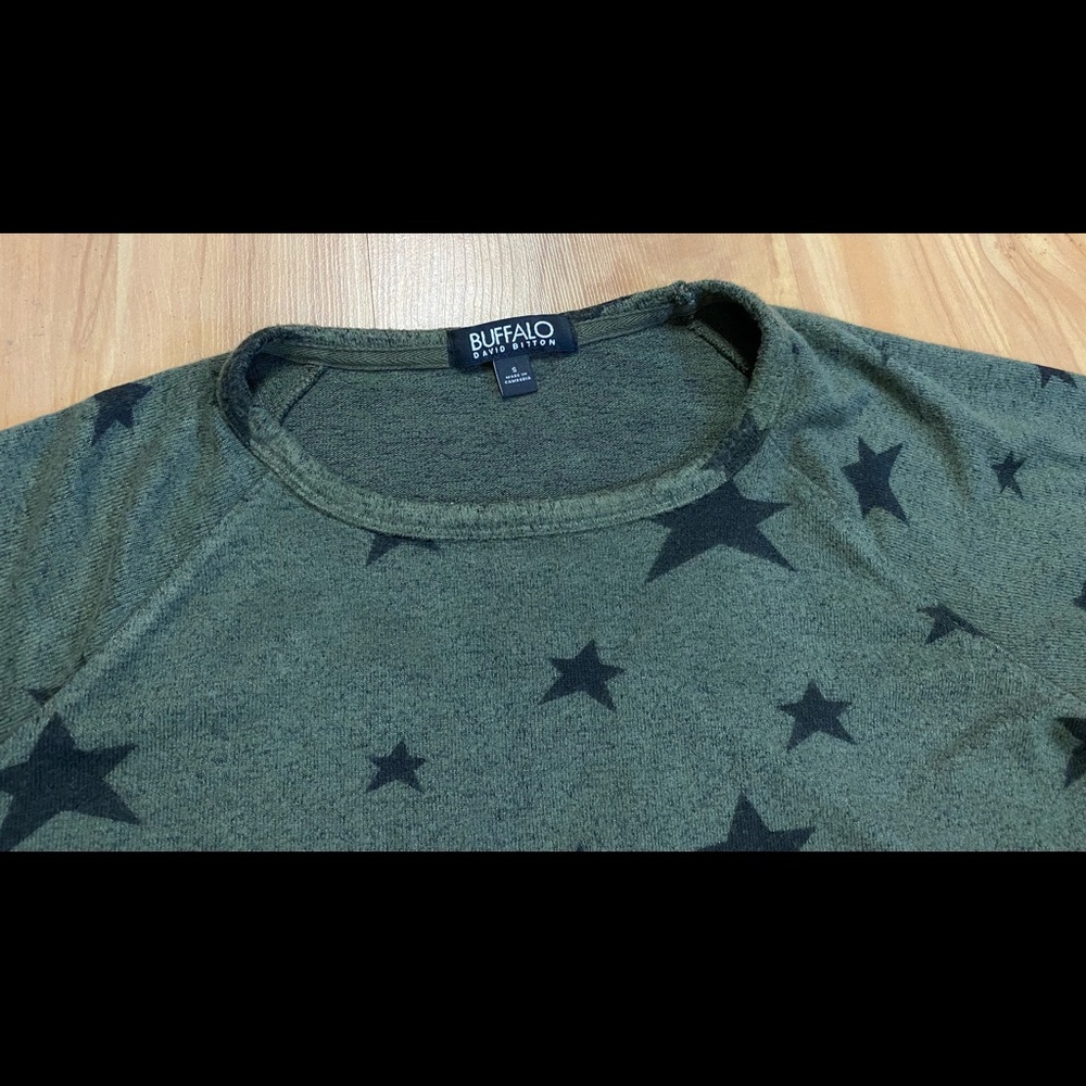 Women’s Buffalo David Bitton Olive Green Long Sleeve Crewneck Shirt S - Picture 4 of 9